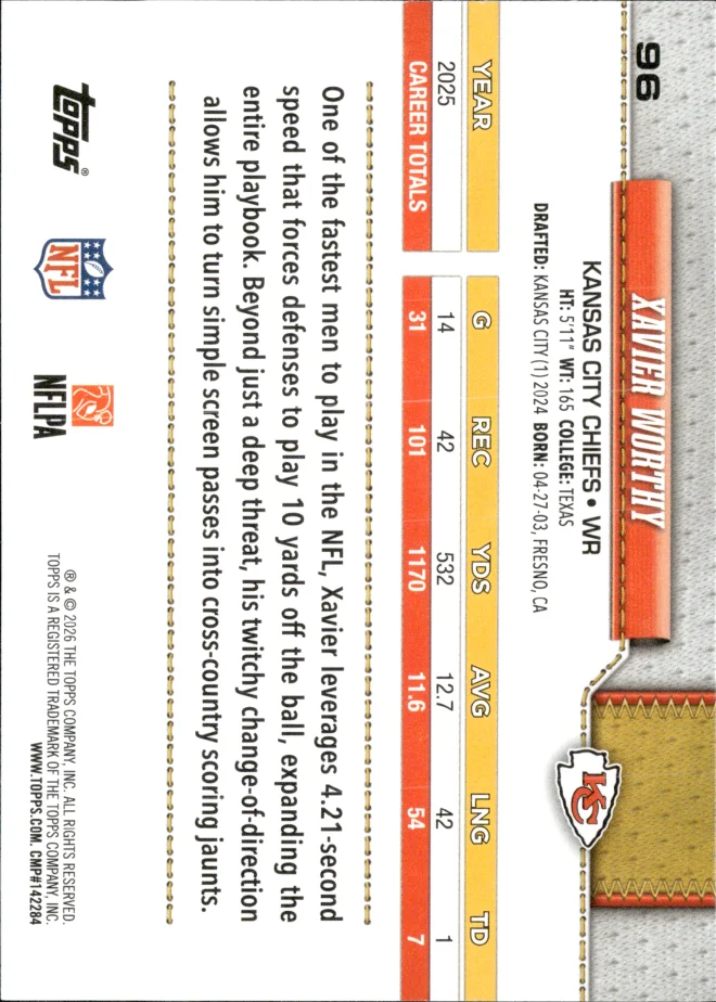 Xavier Worthy card back
