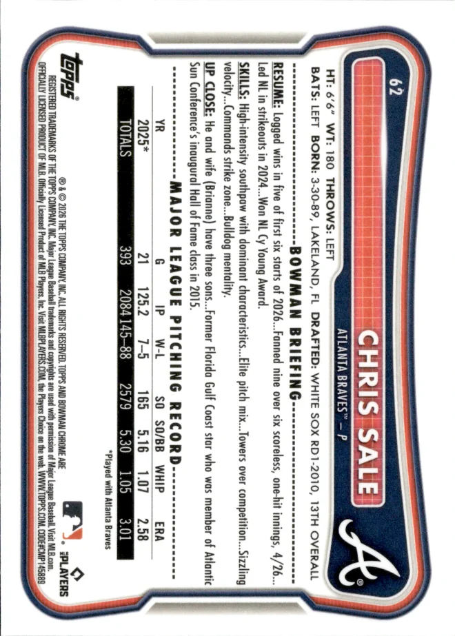 Chris Sale card back