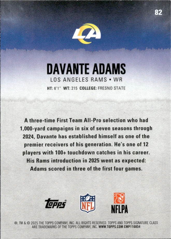 Davante Adams card back