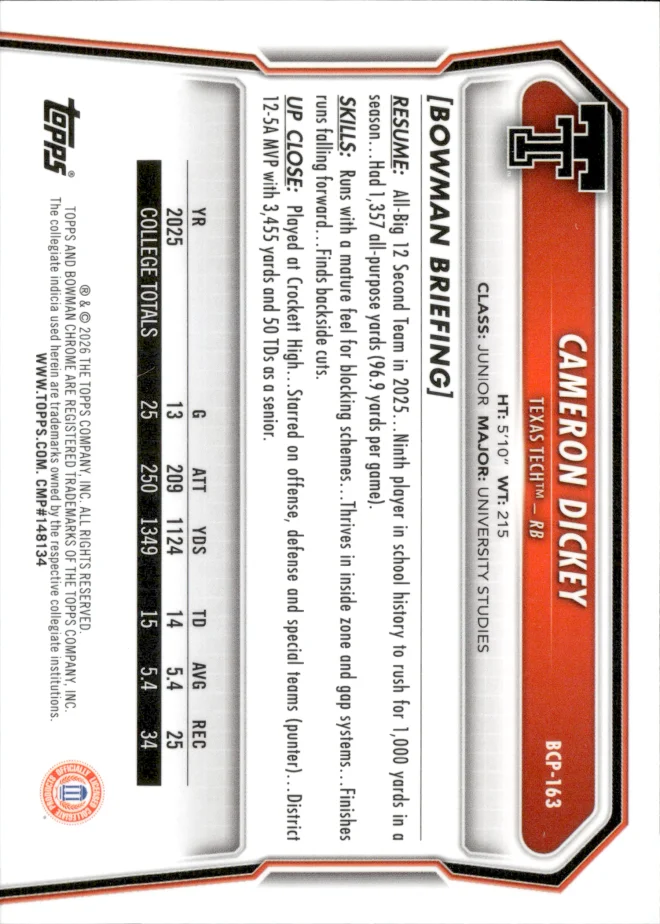 Cameron Dickey card back