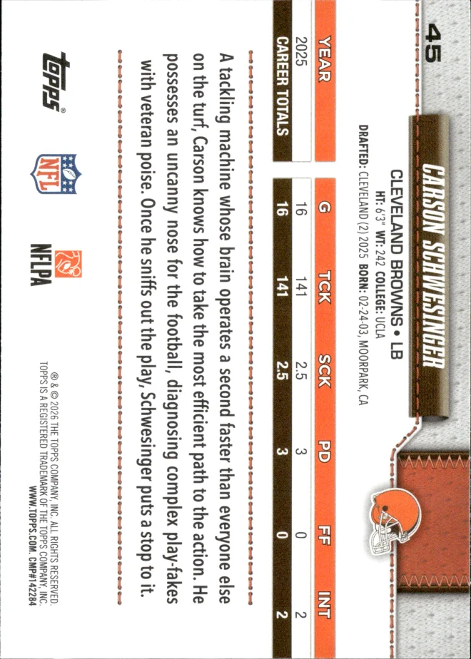Carson Schwesinger card back