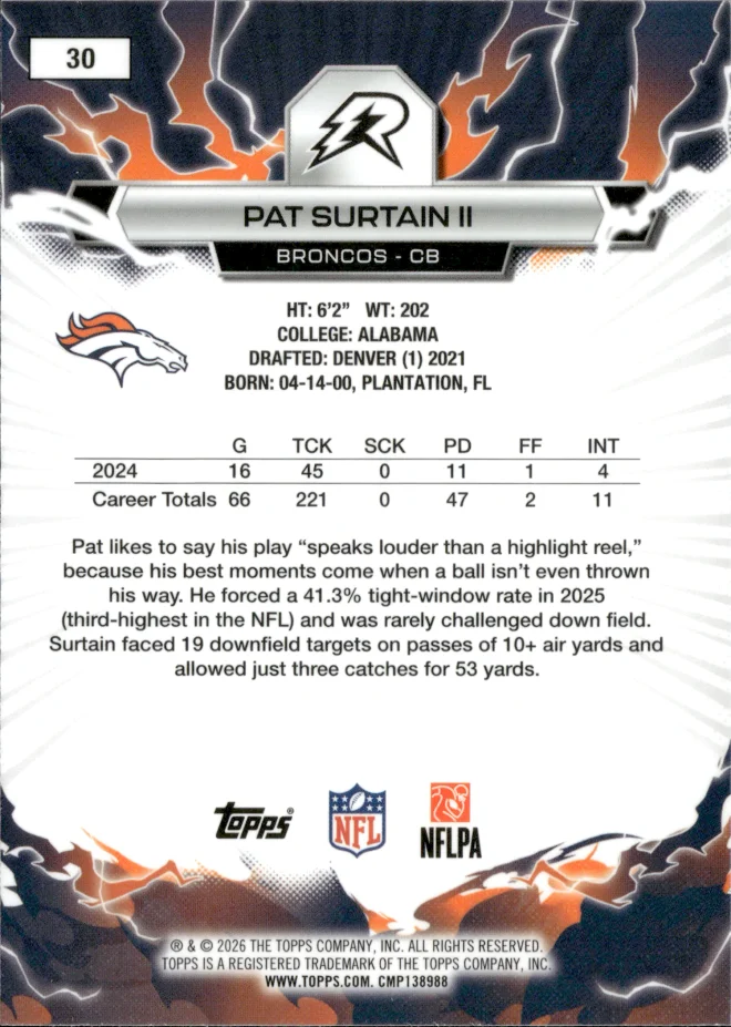 Pat Surtain II card back