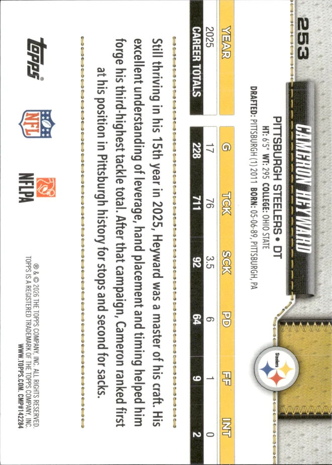Cameron Heyward card back