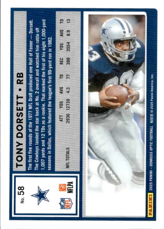 Tony Dorsett card back
