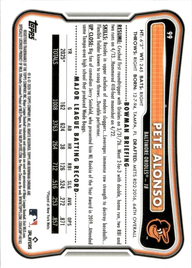 Pete Alonso card back