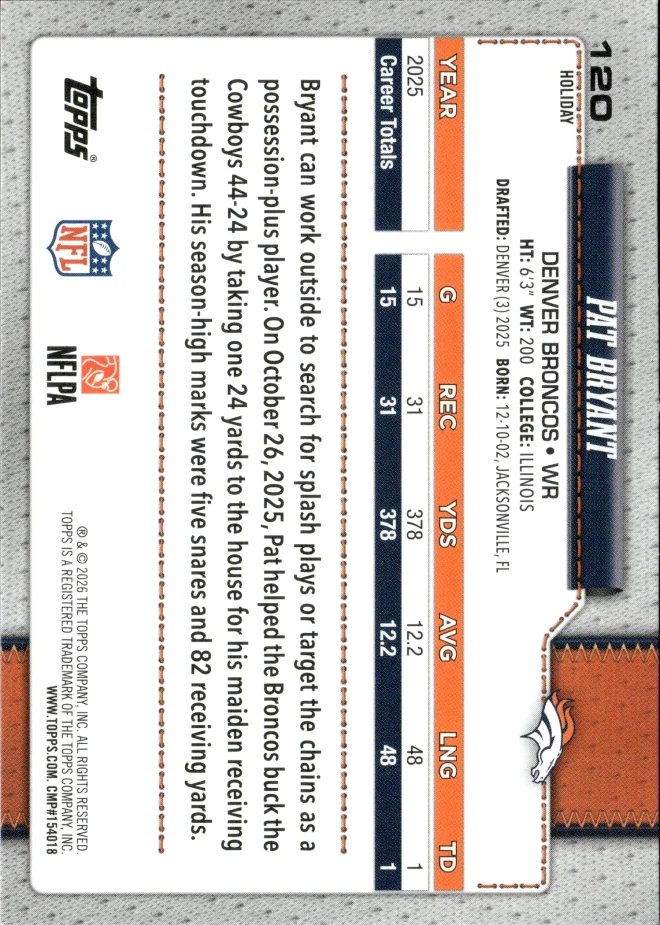 Pat Bryant card back