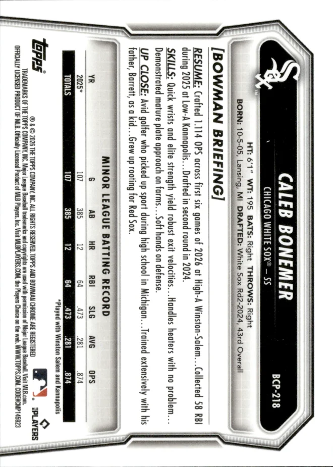 Caleb Bonemer card back