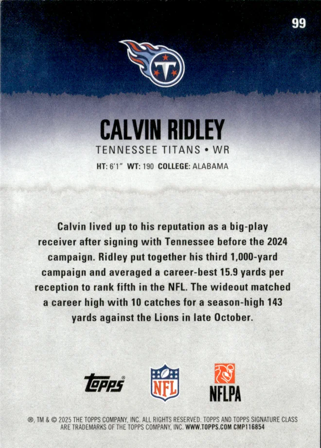 Calvin Ridley card back