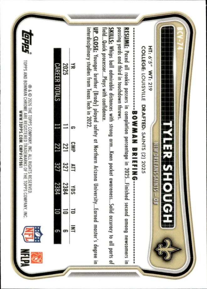 Tyler Shough card back