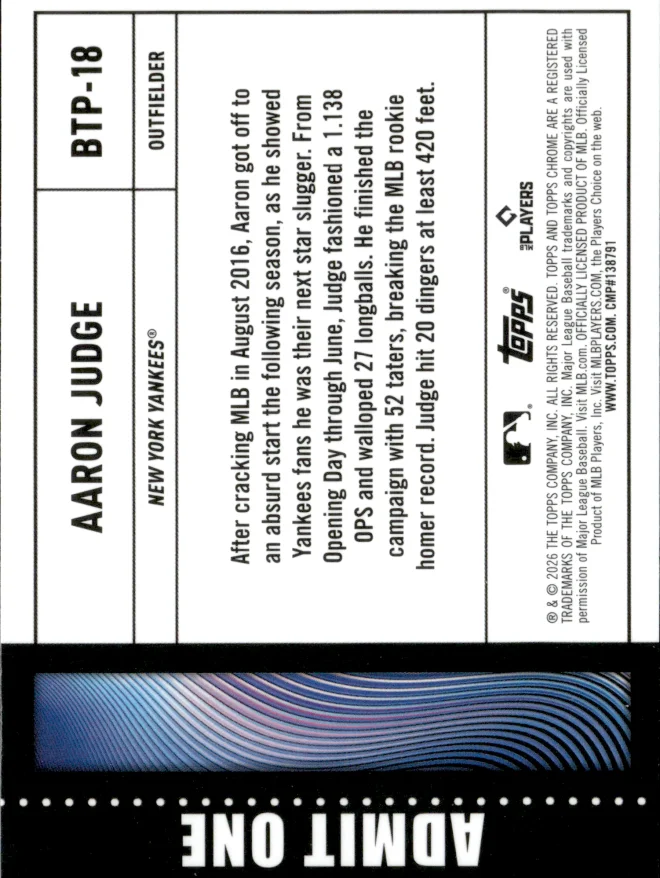 Aaron Judge card back