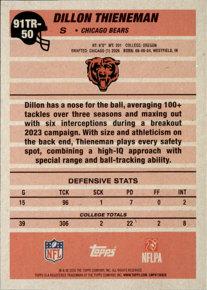 Dillon Thieneman card back