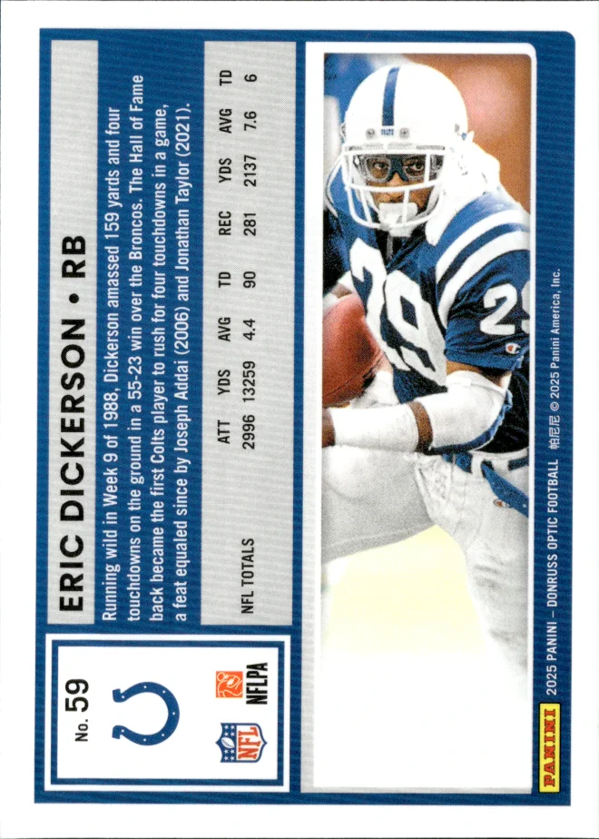 Eric Dickerson card back