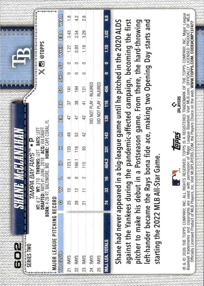 Shane McClanahan card back