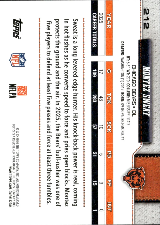 Montez Sweat card back