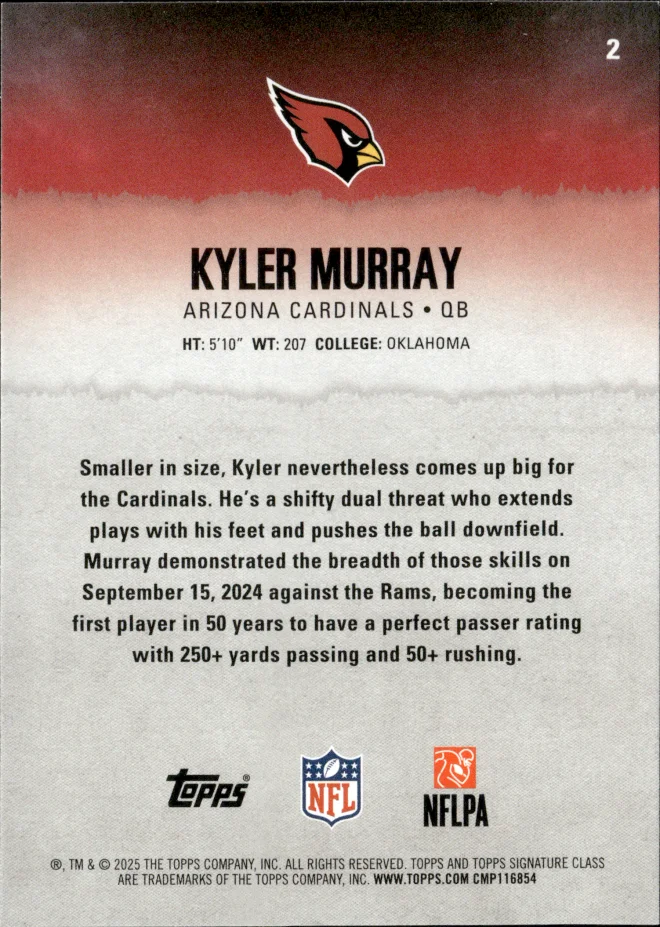 Kyler Murray card back