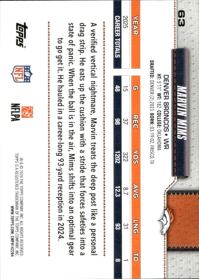 Marvin Mims card back