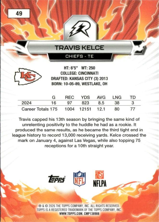 Travis Kelce card back