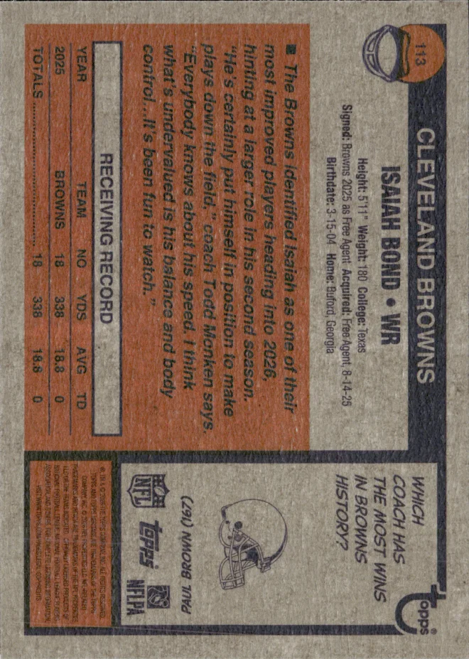Isaiah Bond card back