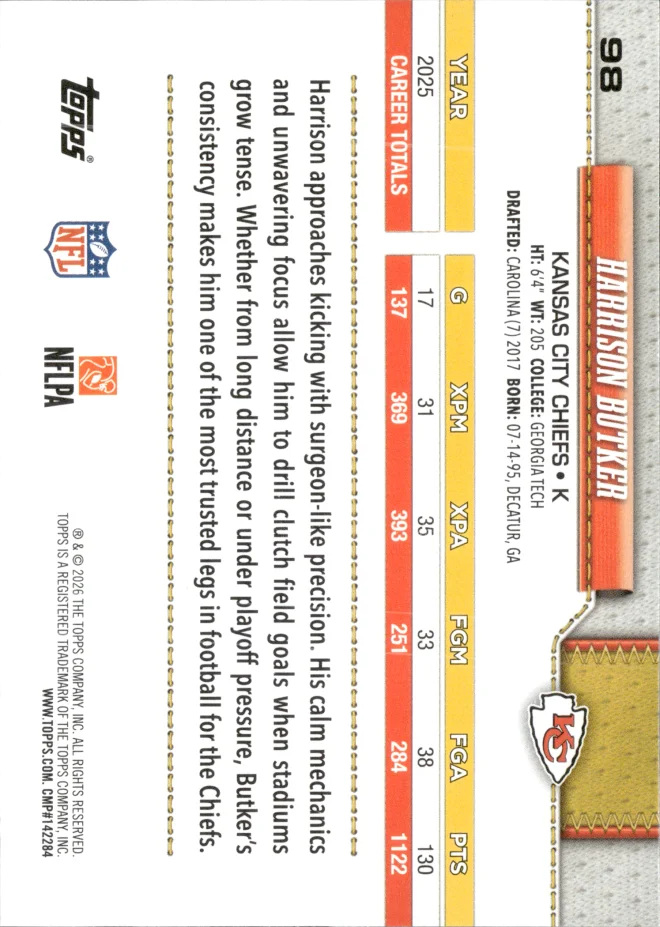 Harrison Butker card back