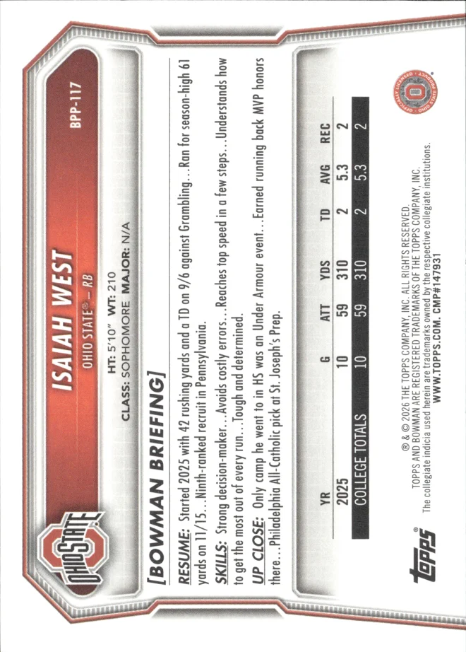 Isaiah West card back
