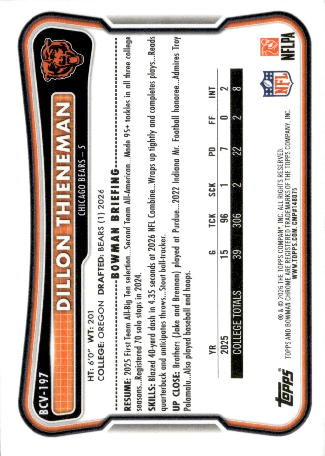 Dillon Thieneman card back