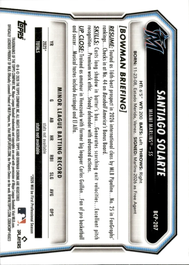 Santiago Solarte card back