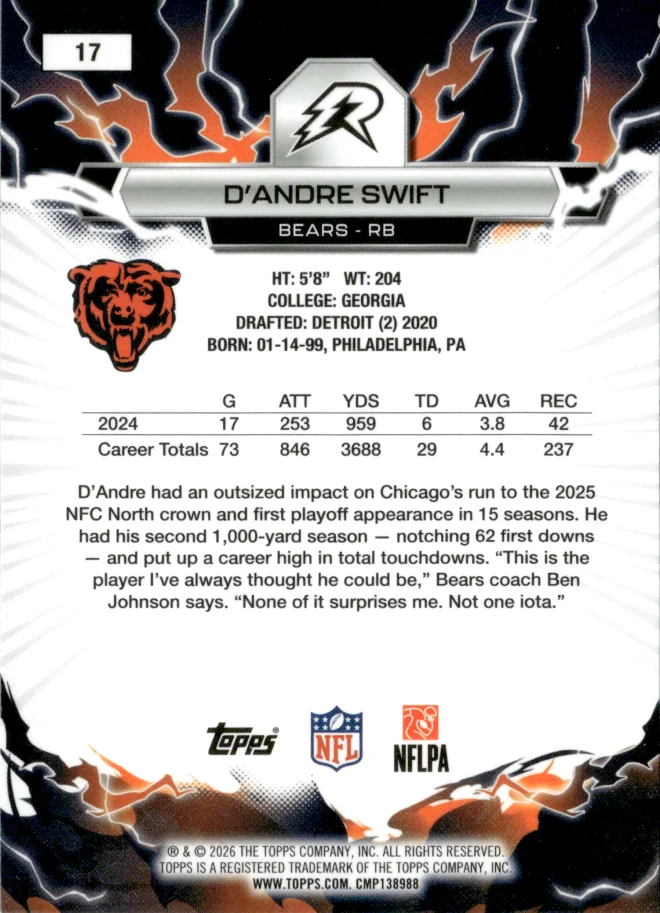 D'Andre Swift card back