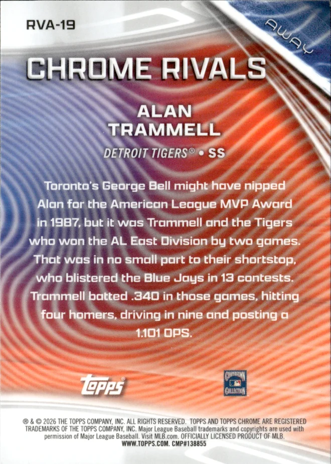 Alan Trammell card back