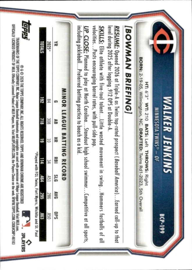 Walker Jenkins card back