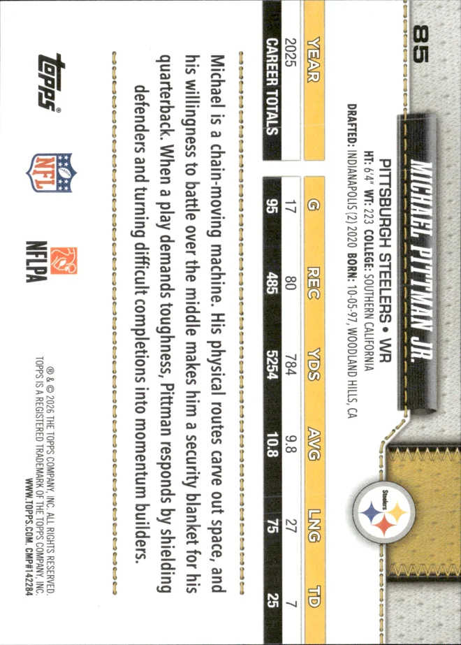 Michael Pittman Jr. card back