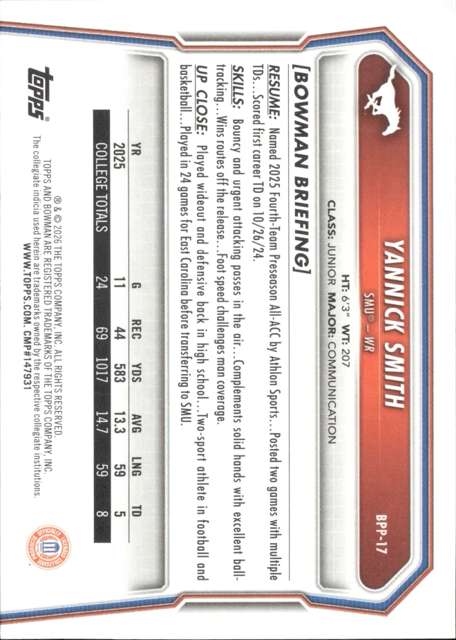 Yannick Smith card back