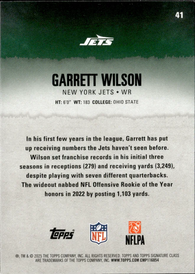 Garrett Wilson card back