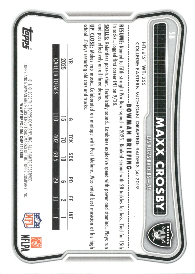Maxx Crosby card back