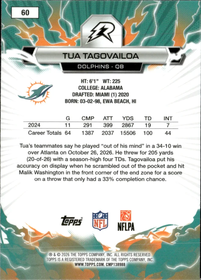 Tua Tagovailoa card back