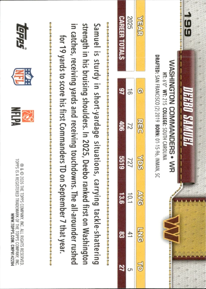 Deebo Samuel card back