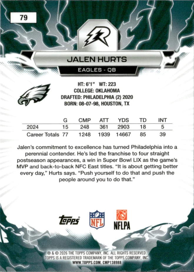 Jalen Hurts card back