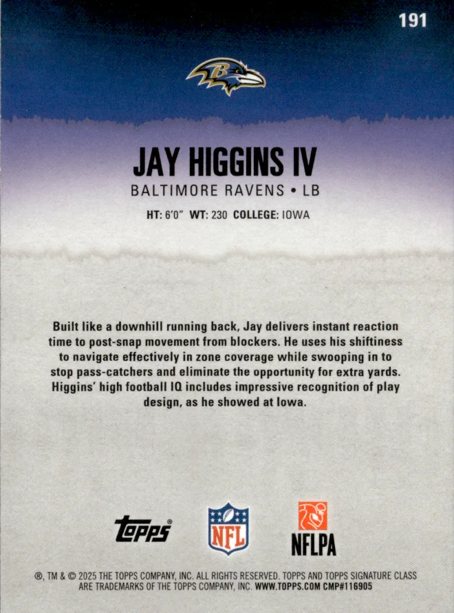Jay Higgins IV card back