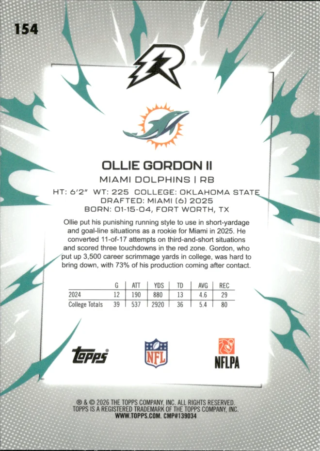 Ollie Gordon II card back