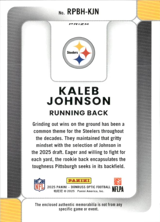 Kaleb Johnson card back