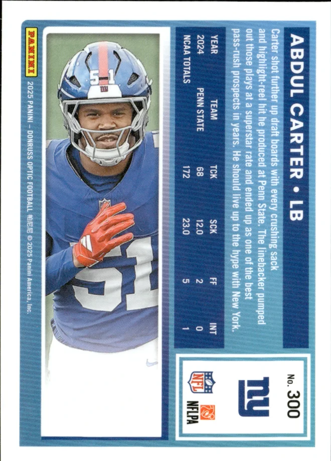 Abdul Carter card back