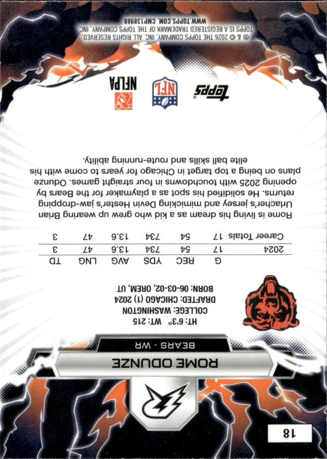Rome Odunze card back