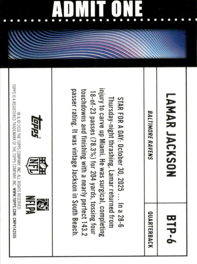 Lamar Jackson card back