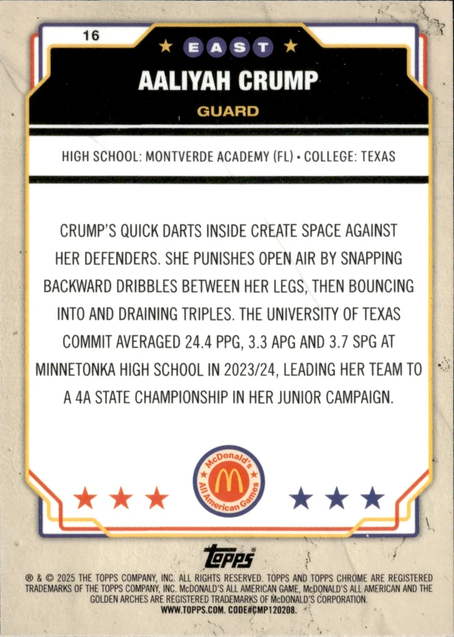 Aaliyah Crump card back