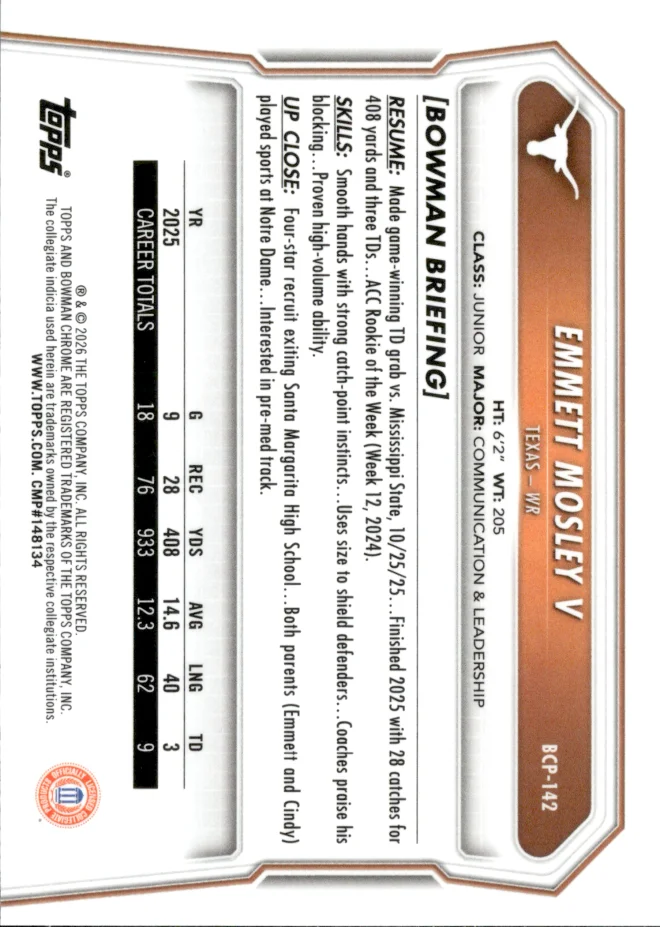 Emmett Mosley V card back