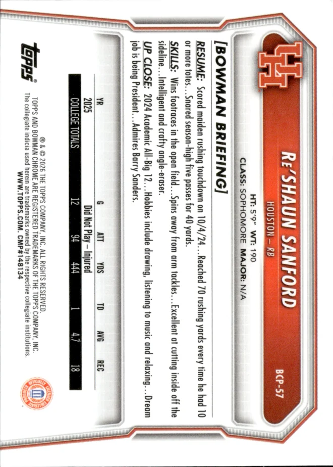 Re'Shaun Sanford card back