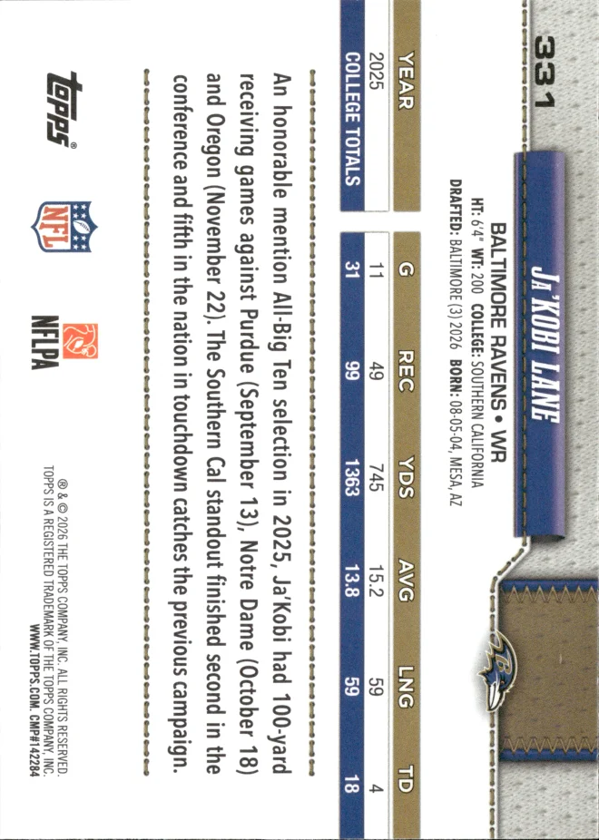 Ja'Kobi Lane card back