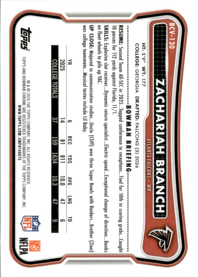 Zachariah Branch card back