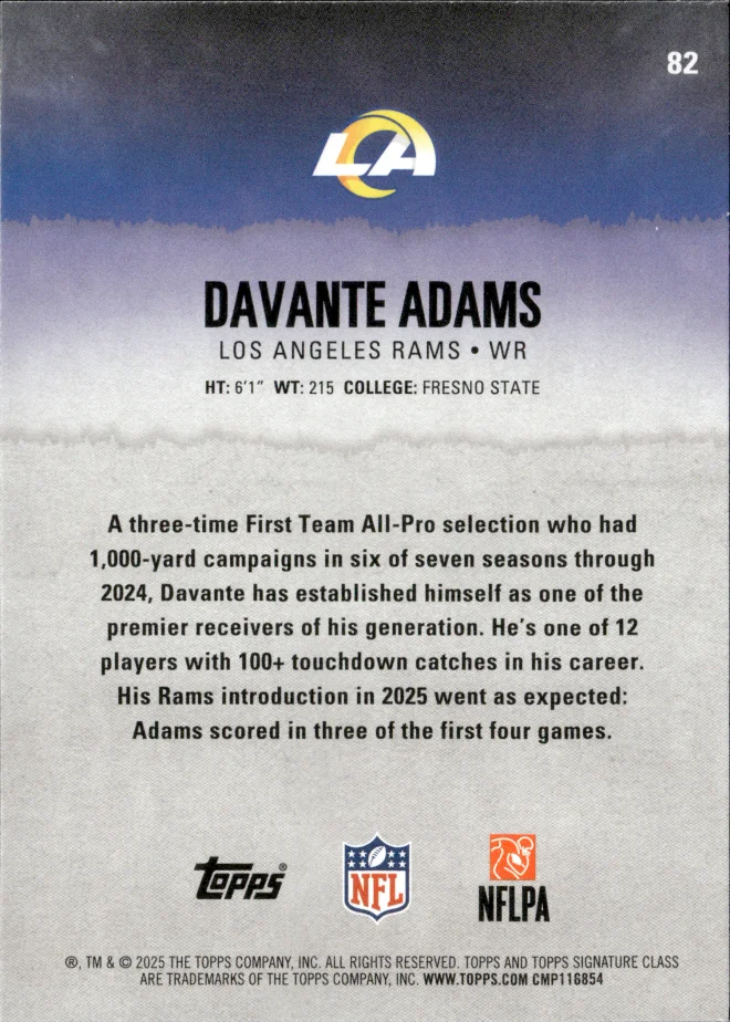 Davante Adams card back