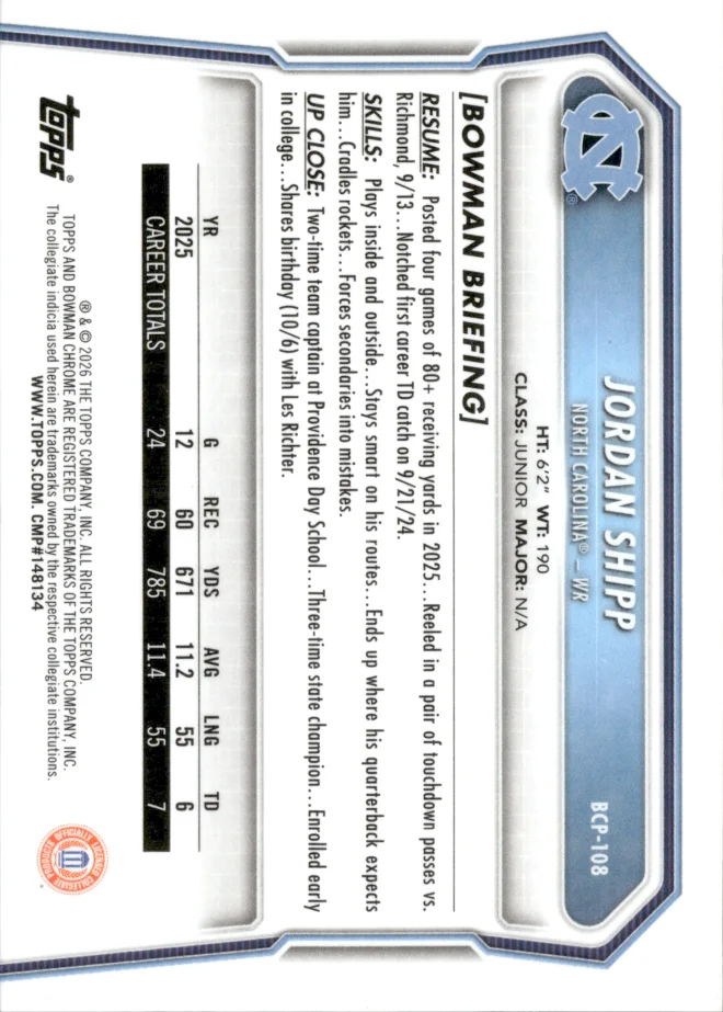 Jordan Shipp card back
