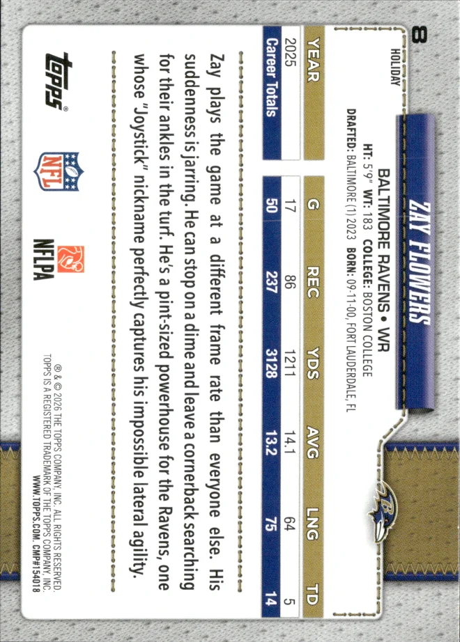 Zay Flowers card back